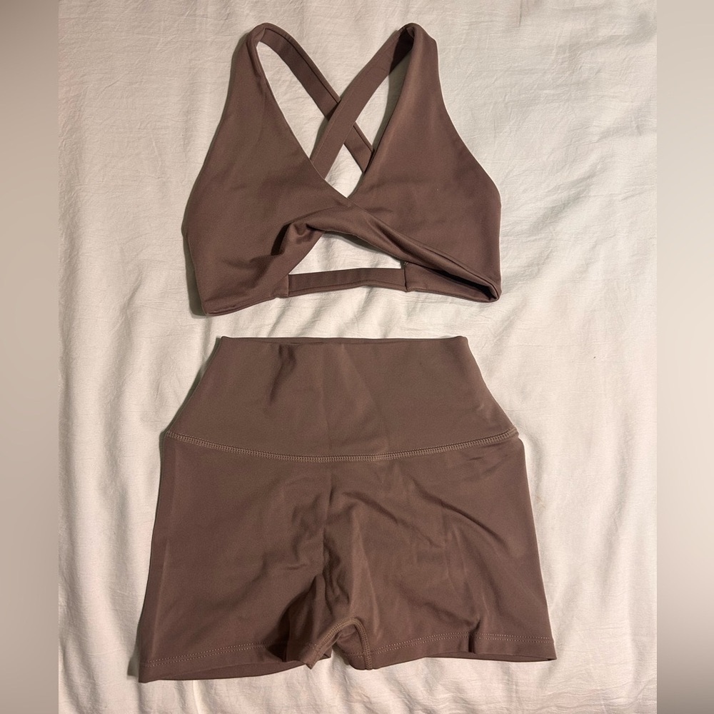 Crop Shop Boutique Brown Athletic Shorts Set